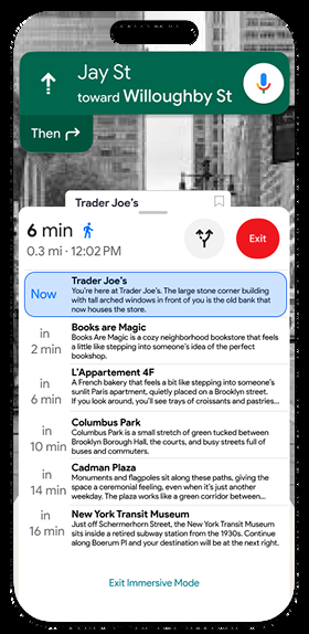 Immersive mode narration timeline