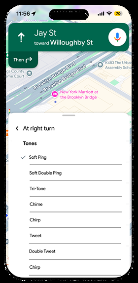 Minimal mode tone selection screen
